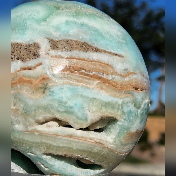 Calming Blue Aragonite Sphere with Lots of Druzy - Picture 16 of 16